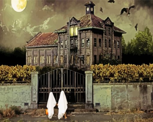 Haunted Property In Moonlight Paint By Numbers