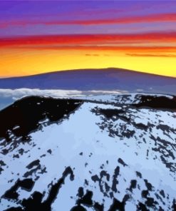 Hawaii Snowy Mountain Sunset Paint By Numbers