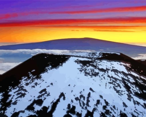 Hawaii Snowy Mountain Sunset Paint By Numbers