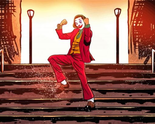 Joker Dancing On Stairs Illustration Paint By Numbers