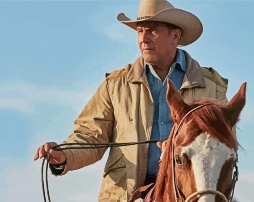 Kevin Costner On A Horse Paint By Numbers