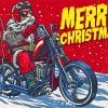 Merry Christmas Santa With Motorcycle Paint By Numbers