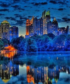 Midtown Atlanta Water Reflection Paint By Numbers