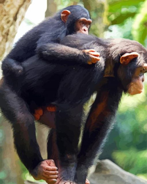 Mom And Baby Chimpanzee Paint By Numbers