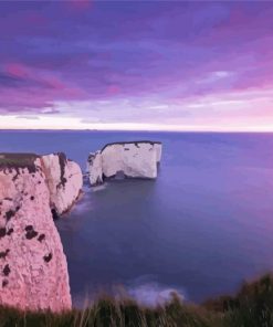 Old Harry Rocks With Pink Sunset Paint By Numbers