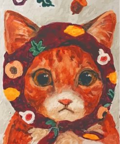 Orange Cat With Scarf Paint By Numbers