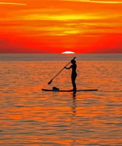 Paddleboarding Silhouette Sunset Paint By Numbers