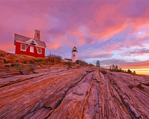 Pemaquid Point At Sunset Paint By Numbers