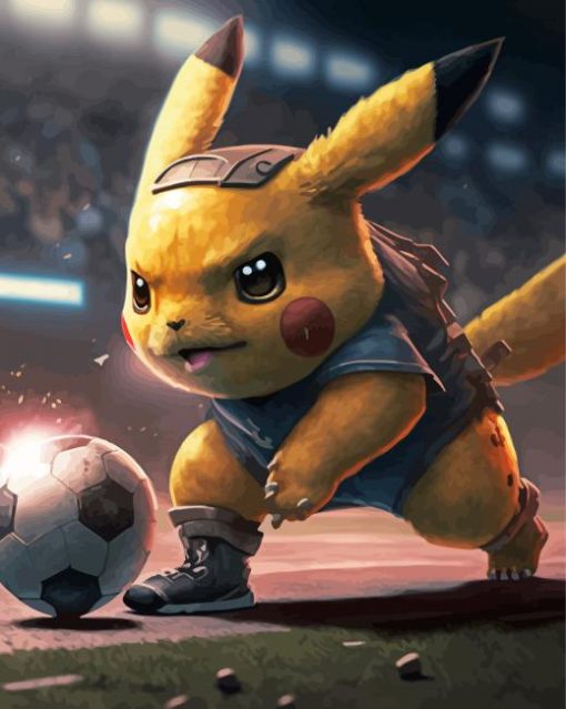 Pokemon Pikachu Playing Football Paint By Numbers