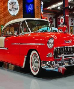 Red 55 Chevy In The Garage Paint By Numbers