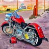 Red Harley Fat Boy Motorcycle Paint By Numbers