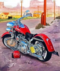 Red Harley Fat Boy Motorcycle Paint By Numbers