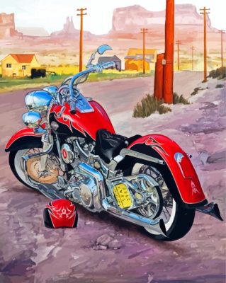 Red Harley Fat Boy Motorcycle Paint By Numbers