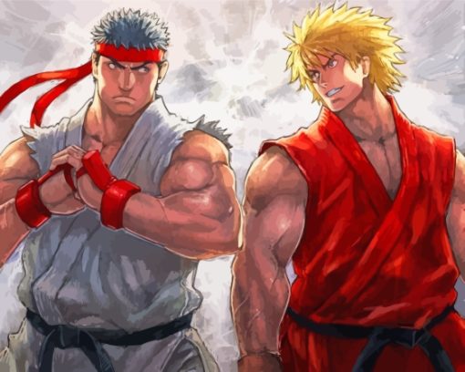 Ryu And Ken The Street Fighter Paint By Numbers