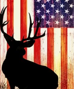 Silhouette Deer With Flag Paint By Numbers