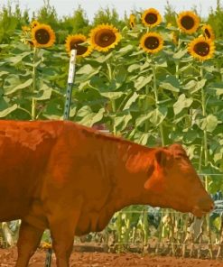 Sunflower Field Cow Paint By Numbers