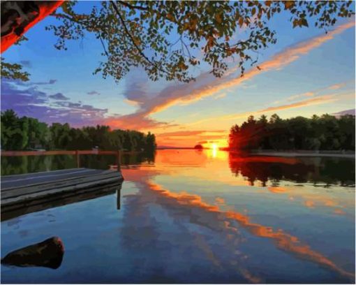 Sunset View In Millinocket Lake Maine Paint By Numbers