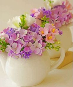 Teapot With Purple Flowers Paint By Numbers