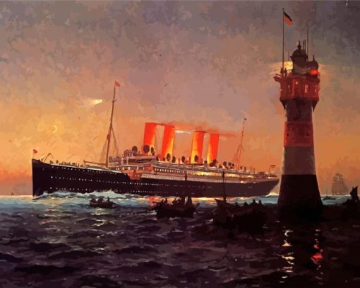 Titanic Ship And Lighthouse Paint By Numbers