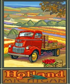 Tulip Truck Holland Poster Paint By Numbers