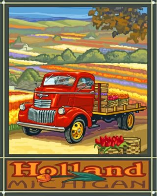 Tulip Truck Holland Poster Paint By Numbers