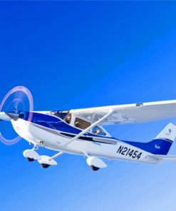 White And Blue Cessna 182 Airplane Paint By Numbers