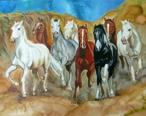 Wild 8 Horses Running Paint By Numbers