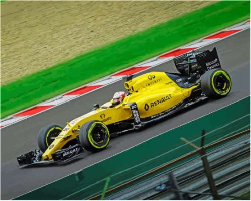 Yellow F1 Race Car Paint By Numbers