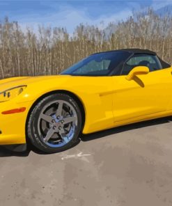 Yellow Car Corvette Paint By Numbers