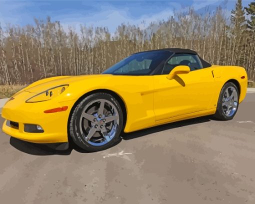 Yellow Car Corvette Paint By Numbers