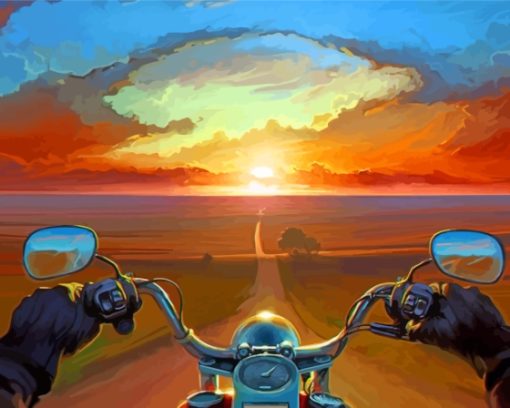 Abstract Motorcycle In Sunset Paint By Numbers