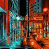 Abstract Rainy City At Night Paint By Numbers