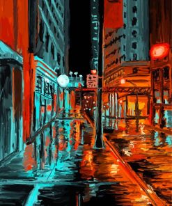 Abstract Rainy City At Night Paint By Numbers