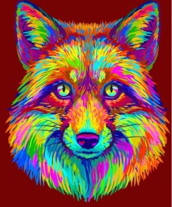 Abstract Colorful Neon Fox Paint By Numbers