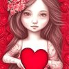 Adorable Girl With Hearts Paint By Numbers