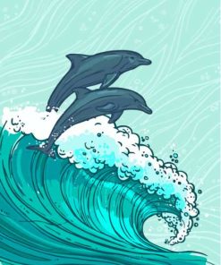 Aesthetic Dolphin In Waves Paint By Numbers