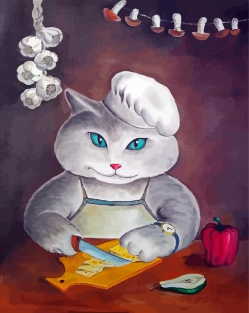 Aesthetic Cat Cooking Paint By Numbers