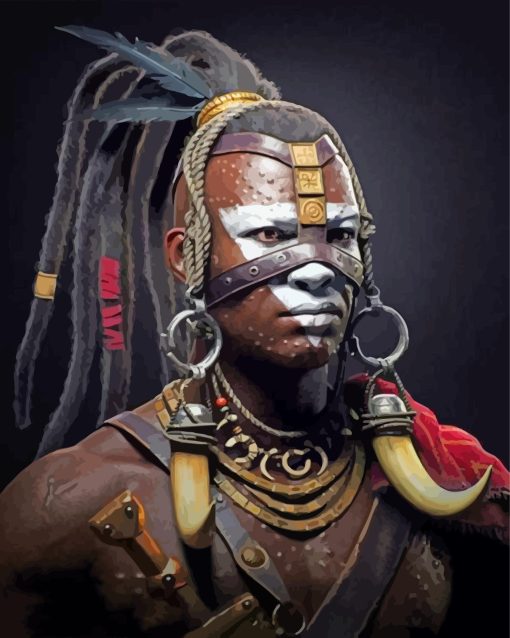 Aesthetic African Warrior Art Paint By Numbers