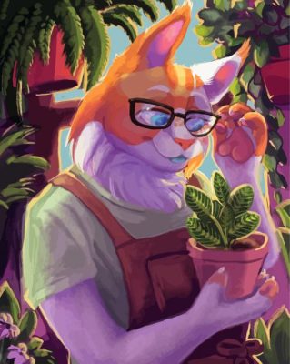 Aesthetic Cat And Plant Paint By Numbers