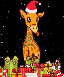 Aesthetic Christmas Giraffe Paint By Numbers