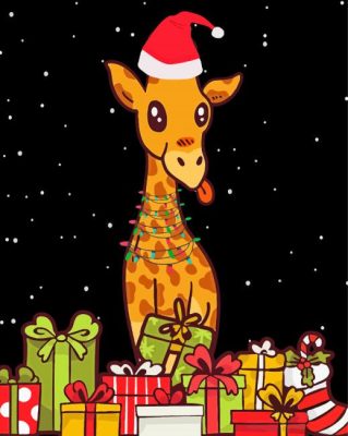 Aesthetic Christmas Giraffe Paint By Numbers