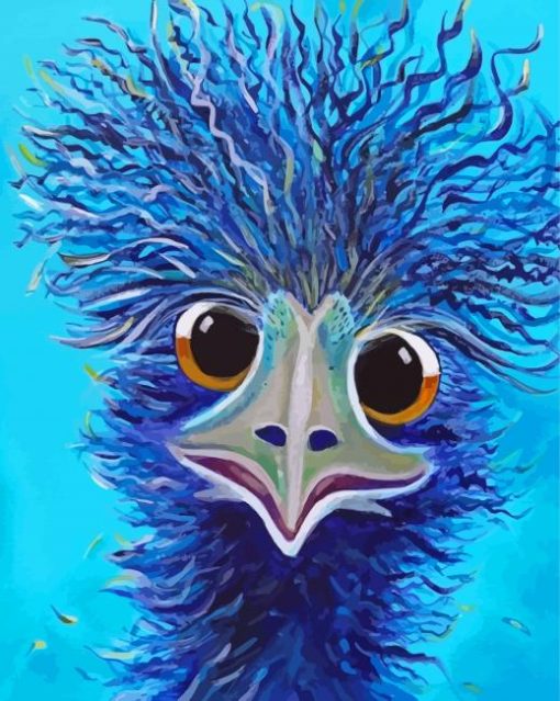 Aesthetic Blue Emu Bird Paint By Numbers