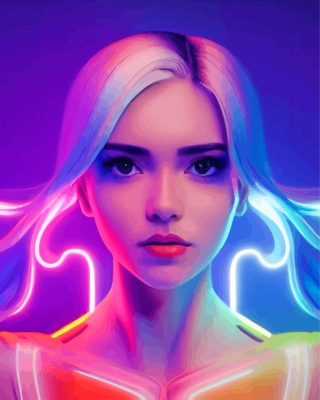 Aesthetic Neon Lady Paint By Numbers