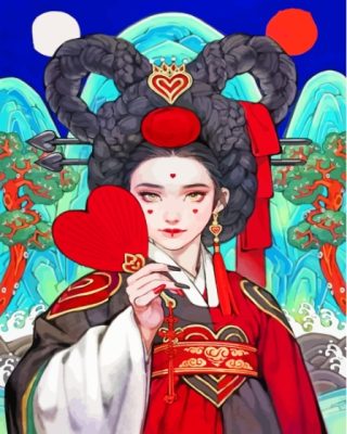 Asian Queen Of Hearts Paint By Numbers