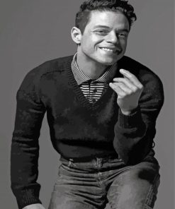 Black And White Rami Malek Actor Paint By Numbers