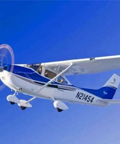 Blue And White Cessna 182 Airplane Paint By Numbers