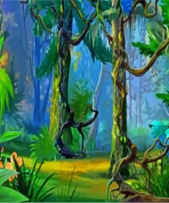 Cartoon Dense Forest Paint By Numbers