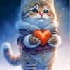 Cat Holding Heart Paint By Numbers