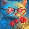 Cat Holding Roses Paint By Numbers