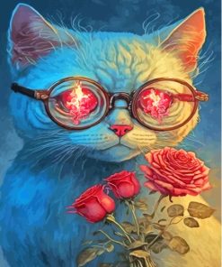 Cat Holding Roses Paint By Numbers